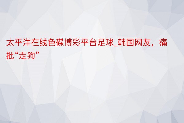 太平洋在线色碟博彩平台足球_韩国网友，痛批“走狗”