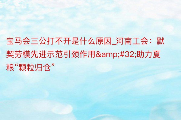 宝马会三公打不开是什么原因_河南工会：默契劳模先进示范引颈作用&#32;助力夏粮“颗粒归仓”
